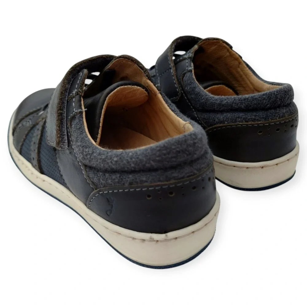 Jacadi Paris Boys Brown Leather Hook-and-Loop Sneakers Shoes Size EU 31 US 13